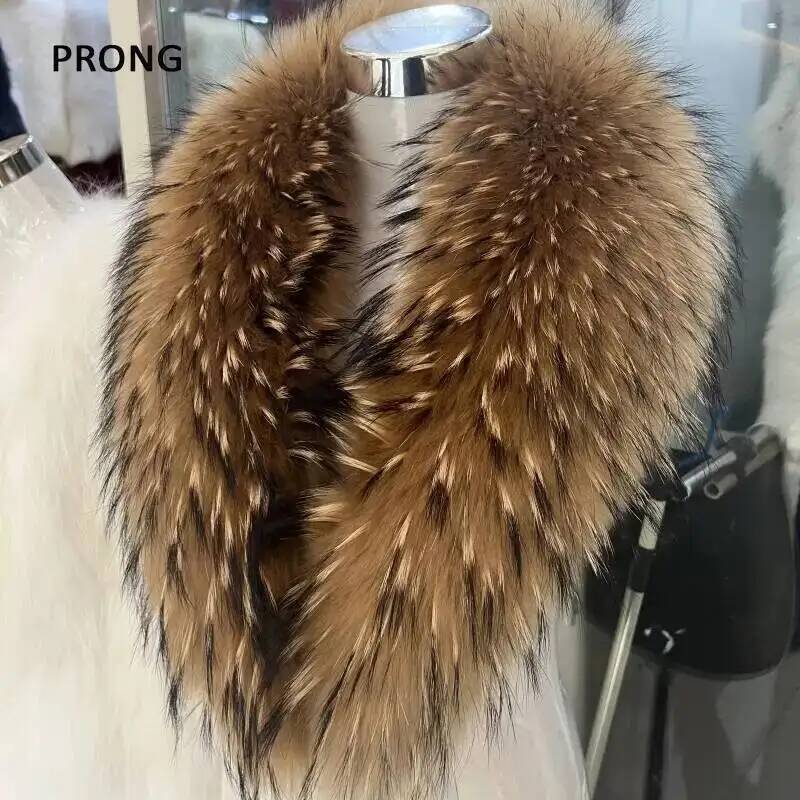 Winter Clothing Essentials - طوق فراء راكون طبيعي للنساء ،