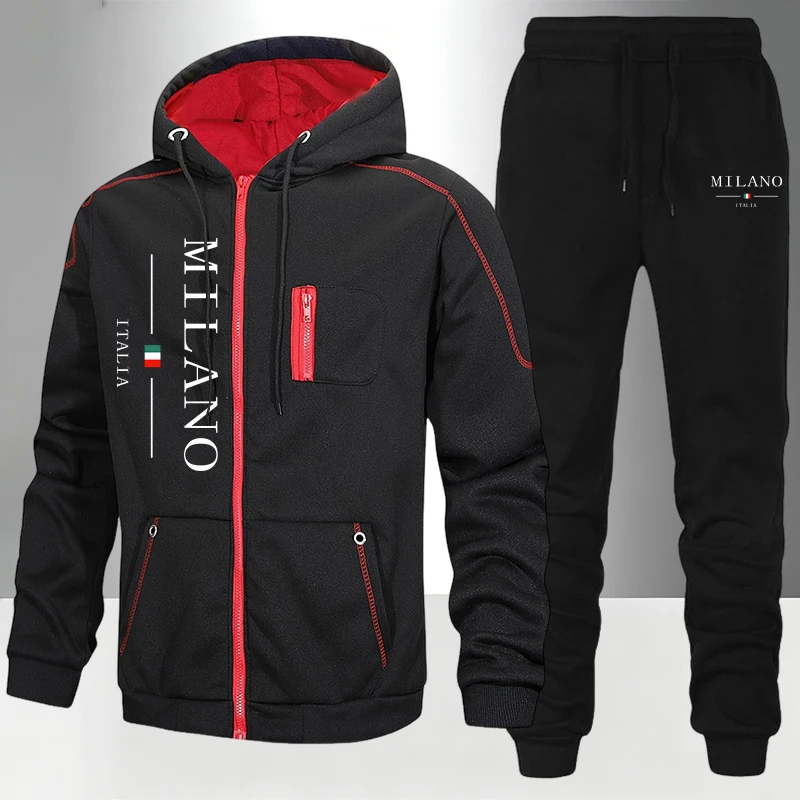 Winter Clothing Essentials - طقم رجالي/معطف/بنطلون بتصميم إيطالي، للخريف والشتاء،