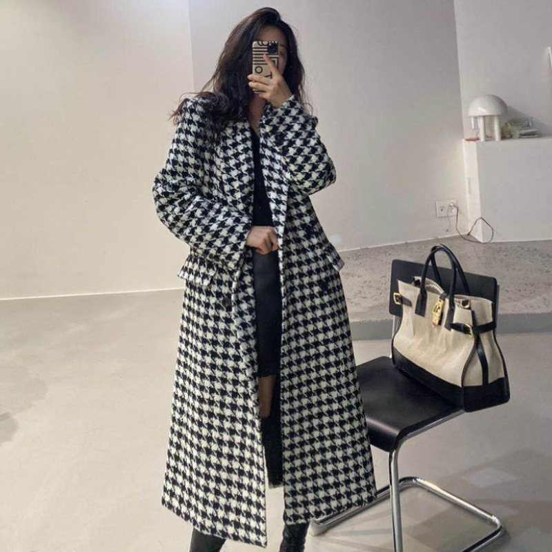 مزيج Houndstooth معاطف نسائية  - مراجعة Winter Clothing In French وسعره
