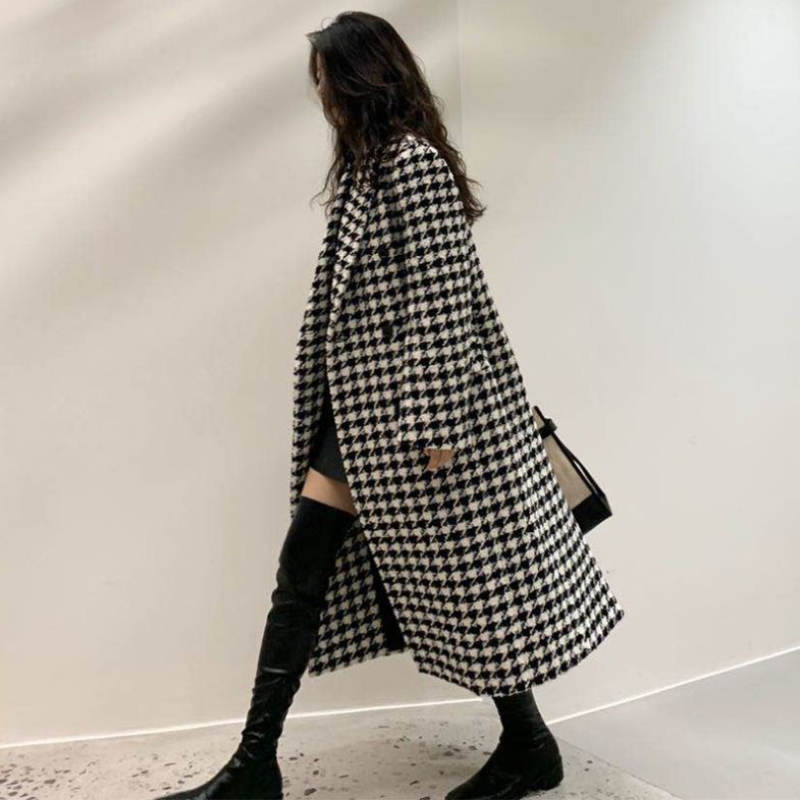 مزيج Houndstooth معاطف نسائية  - مراجعة Winter Clothing In French وسعره