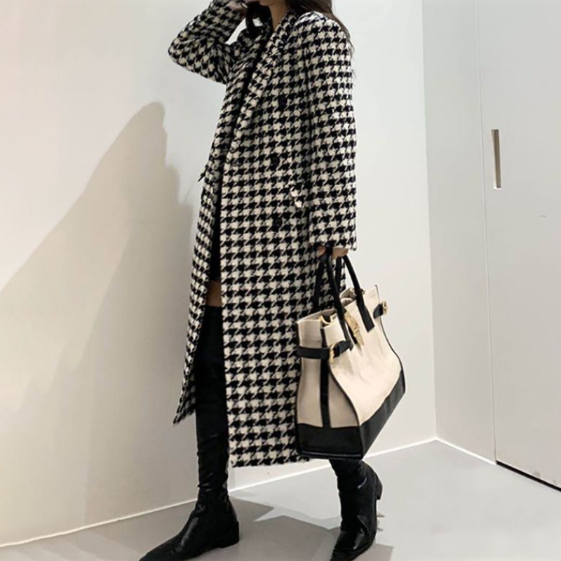 مزيج Houndstooth معاطف نسائية  - مراجعة Winter Clothing In French وسعره